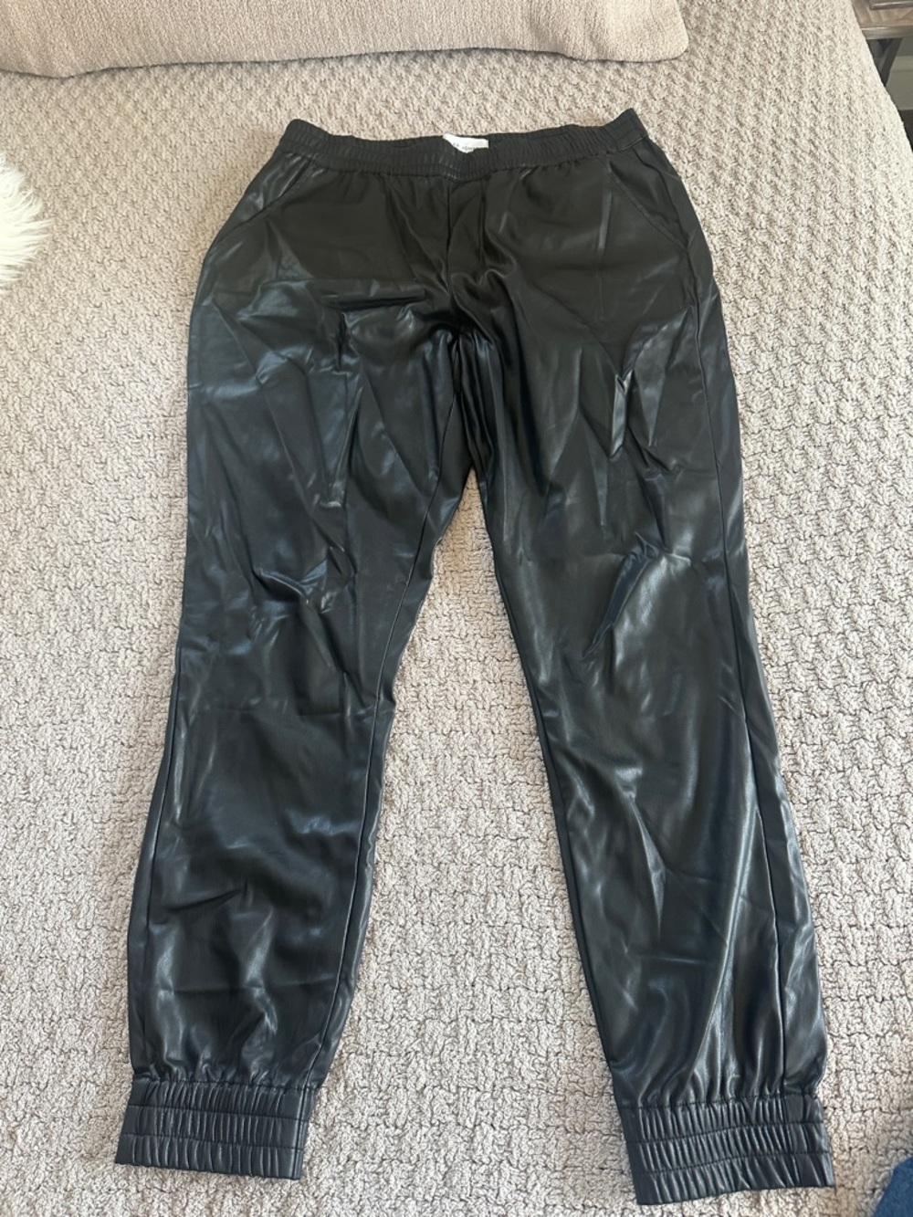 Dear John Black Faux Leather Joggers